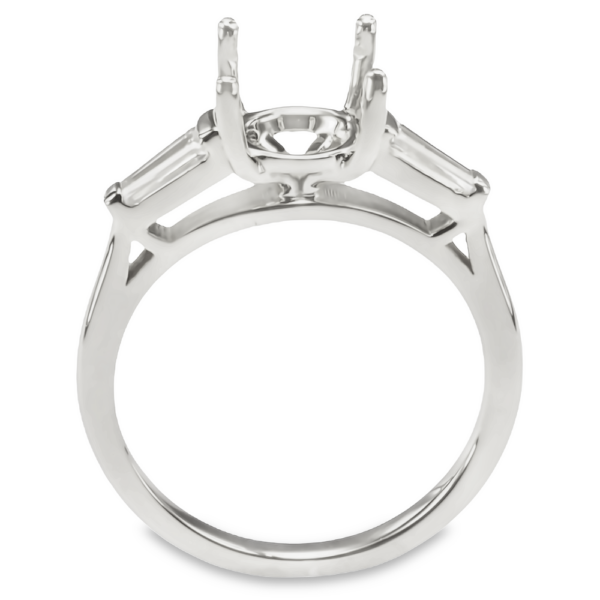 14K Gold Three-Stone Tapered Baguette Cathedral Diamond Engagement Mounting - Image 4