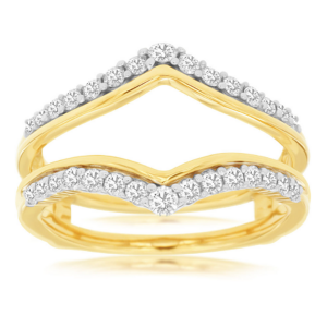 14K Gold Classic Chevron Diamond Wedding Ring Guard - Dallas TX - Mariloff Diamonds