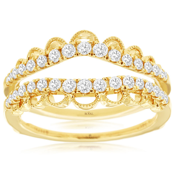 14K Gold Classic Chevron Diamond Wedding Ring Guard - Dallas TX