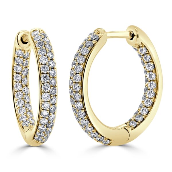 14K Gold In & Out Pave Diamond Hoop Earrings | Dallas TX | Mariloff Diamonds & Fine Jewelry
