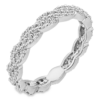 14K White Gold Stackable Twist Diamond Accented Wedding Band - Dallas TX