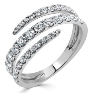 14K White Gold Three-Row Graduated Diamond Wrap Fashion Ring - Dallas TX