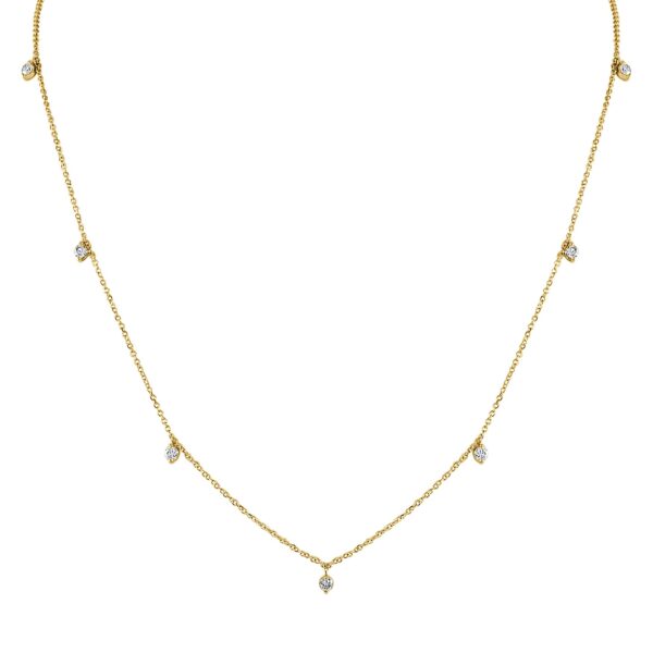 14K Yellow Gold Diamond Station Necklace | Mariloff Diamonds | Dallas