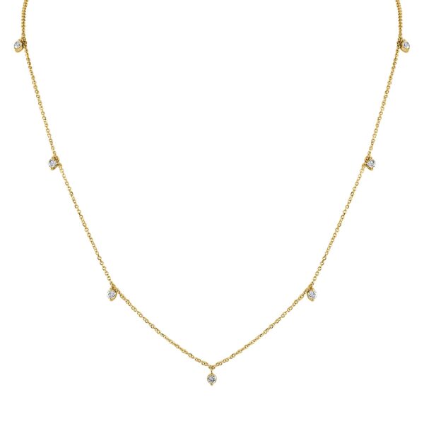 14K Yellow Gold Diamond Station Necklace | Mariloff Diamonds | Dallas