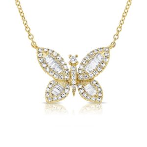 14K Yellow Gold Diamond Butterfly Necklace | Dallas TX | Mariloff Diamonds & Fine Jewelry