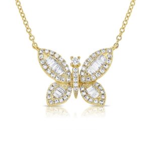 14K Yellow Gold Diamond Butterfly Necklace | Dallas TX | Mariloff Diamonds & Fine Jewelry