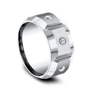 Cobalt Chrome 10MM Diamond Bezel Set Men's Wedding Ring - Dallas TX