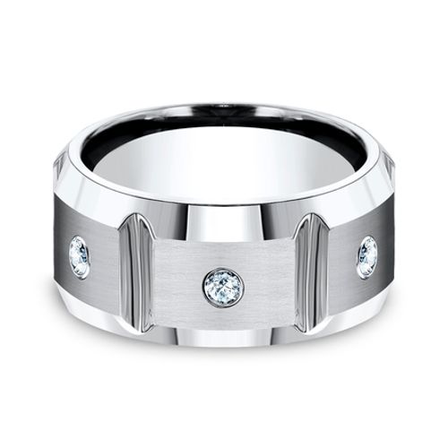 Cobalt Chrome 10MM Diamond Bezel Set Men's Wedding Ring - Dallas TX - Mariloff Diamonds
