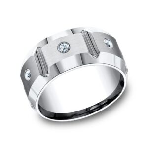 Cobalt Chrome 10MM Diamond Bezel Set Men's Wedding Band - Dallas TX - Mariloff Diamonds