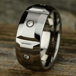 Cobalt Chrome 10MM Diamond Bezel Set Men's Wedding Band - Dallas TX