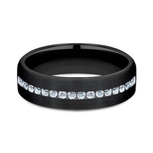 Black Titanium 6.5MM Satin Diamond Men's Wedding Ring - Dallas TX - Mariloff Diamonds