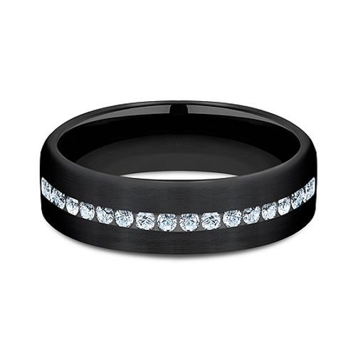 Black Titanium 6.5MM Satin Diamond Men's Wedding Ring - Dallas TX - Mariloff Diamonds