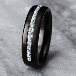 Black Titanium 6.5MM Satin Diamond Men's Wedding Band - Dallas TX