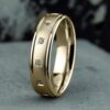 14K Gold 6MM Square Bezel Satin Diamond Men's Wedding Band - Dallas TX