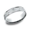 14K White Gold 6MM Square Bezel Satin Diamond Men's Wedding Band - Dallas TX