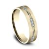 14K Yellow Gold 6MM Satin Grooved Diamond Men's Wedding Band - Dallas TX