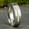14K White Gold 6MM Satin Grooved Diamond Men's Wedding Ring - Dallas TX