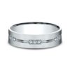 14K Gold 6MM Satin Grooved Diamond Men's Wedding Band - Mariloff Diamonds Dallas