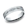 14K White Gold 6MM Satin Grooved Diamond Men's Wedding Band - Dallas