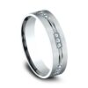 14K White Gold 6MM Satin Grooved Diamond Men's Wedding Band - Dallas TX