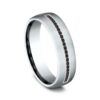 14K White Gold 6.5MM Black Diamond Men's Wedding Band - Dallas TX