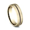 14K Yellow Gold 6.5MM Black Diamond Men's Wedding Band - Mariloff Diamonds Dallas TX