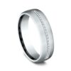 14K White Gold 6.5MM Satin Subtle Diamond Men's Wedding Band - Dallas