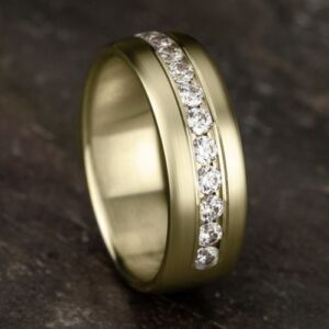 14K Yellow Gold 7.5MM Channel Set Diamond Men's Wedding Band Dallas TX Mariloff Diamonds