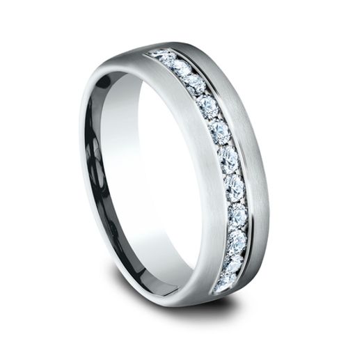 14K White Gold 7.5MM Channel Set Diamond Men's Wedding Ring - Dallas TX