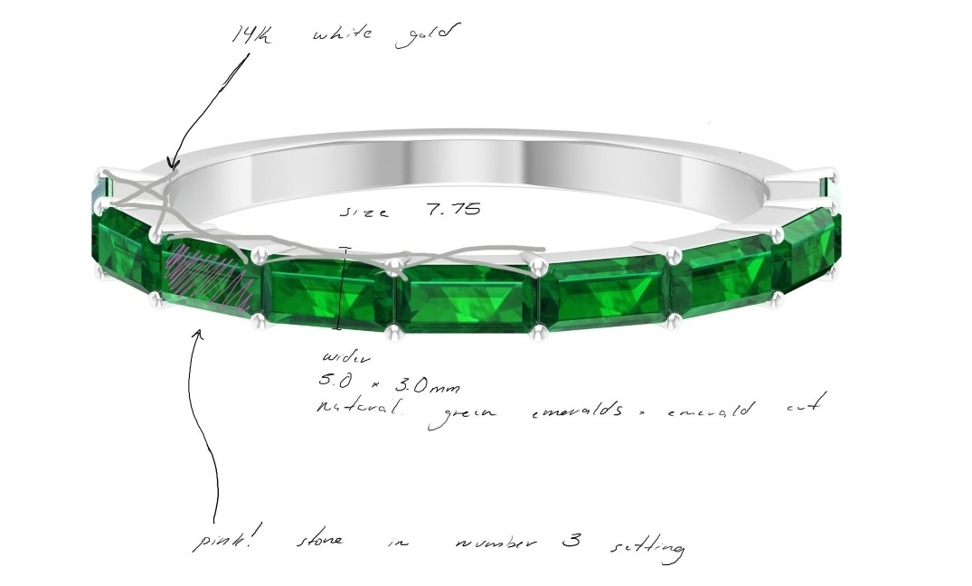 Custom Gemstone Wedding Band Design | Dallas TX | Mariloff Diamonds & Fine Jewelry