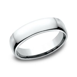 14K White Gold 5.5MM Euro Dome High Polish Men's Wedding Ring - Dallas TX