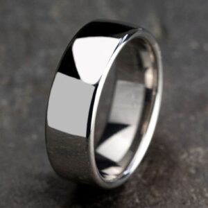 14K White Gold 7.5MM Euro Dome High Polish Men's Wedding Band - Dallas TX