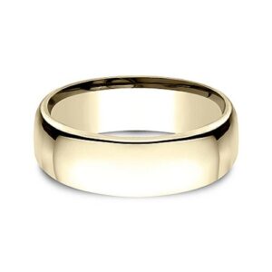 14K Yellow Gold 7.5MM Euro Dome High Polish Men's Wedding Band - Dallas TX - Mariloff Diamonds