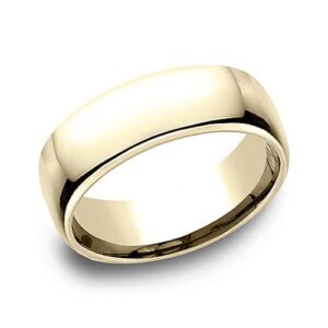 14K Yellow Gold 7.5MM Euro Dome High Polish Men's Wedding Band - Dallas TX