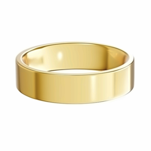 14K Yellow Gold Flat Light High Polish Men's Wedding Ring - Dallas TX - Mariloff