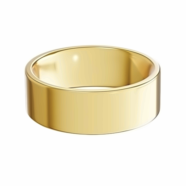 14K Yellow Gold 8MM Flat Light High Polish Men's Wedding Band - Dallas TX