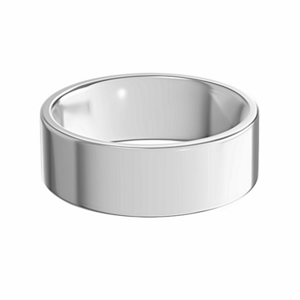 14K White Gold 8MM Flat Light High Polish Men's Wedding Band - Dallas TX