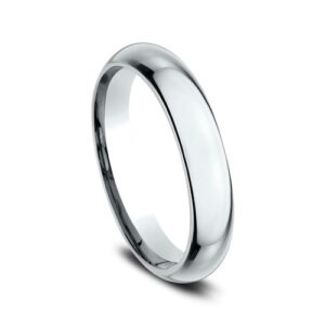 14K White Gold 4MM High Dome High Polish Men's Wedding Band - Dallas TX