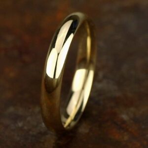 14K Yellow Gold 4MM High Dome High Polish Men's Wedding Band - Dallas TX - Mariloff