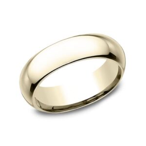 14K Yellow Gold 6MM High Dome High Polish Men's Wedding Band - Dallas TX