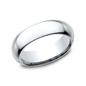14K White Gold 6MM High Dome High Polish Men's Wedding Band - Dallas TX