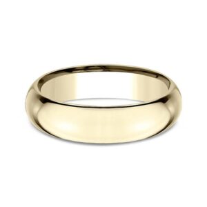 14K Yellow Gold 6MM High Dome High Polish Men's Wedding Band - Dallas TX - Mariloff