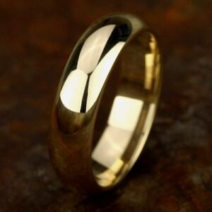 14K Yellow Gold 6MM High Dome High Polish Men's Wedding Band - Dallas