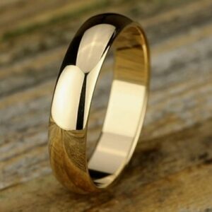 14K Yellow Gold 5MM Regular Dome High Polish Men's Wedding Band - Dallas TX