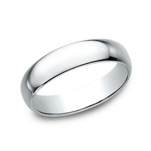 14K White Gold 5MM Regular Dome High Polish Men's Wedding Band - Dallas TX