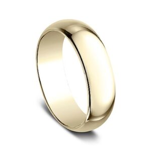 14K Yellow Gold 7MM Regular Dome High Polish Men's Wedding Band - Dallas TX