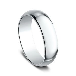 14K White Gold 7MM Regular Dome High Polish Men's Wedding Band - Dallas TX - Mariloff