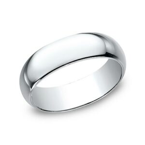 14K White Gold 7MM Regular Dome High Polish Men's Wedding Band - Dallas TX