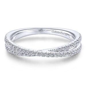 14K White Gold Criss-Cross Diamond Stackable Wedding Band - Dallas TX