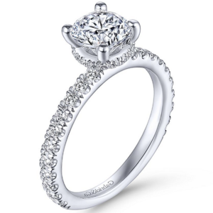 14K Gold Pave Wrap Hidden Halo Diamond Engagement Ring - Dallas TX